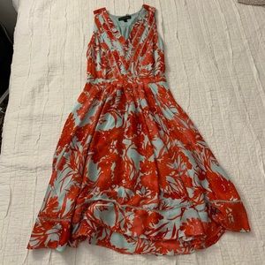 Gorgeous barely worn midi red and light blue dress. Flattering Aline cut.